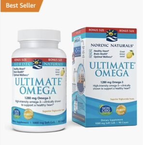 Nordic Naturals Ultimate Omega, Lemon Flavor - 1280 mg Omega-3-90 Soft Gels - High-Potency Omega-3 Fish Oil Supplement with EPA & DHA - Promotes Brain & Heart Health - Non-GMO - 45 Servings